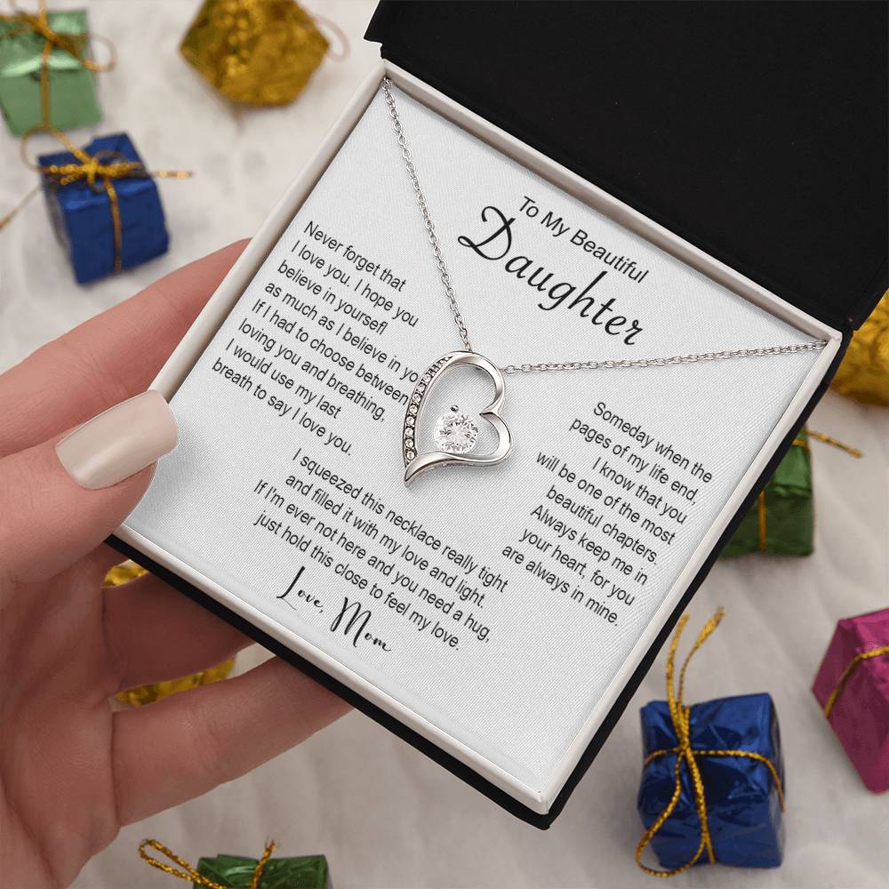 661C To My Beautiful Daughter Necklace, Xmas Gift From Mom, Daughter Mother Necklace