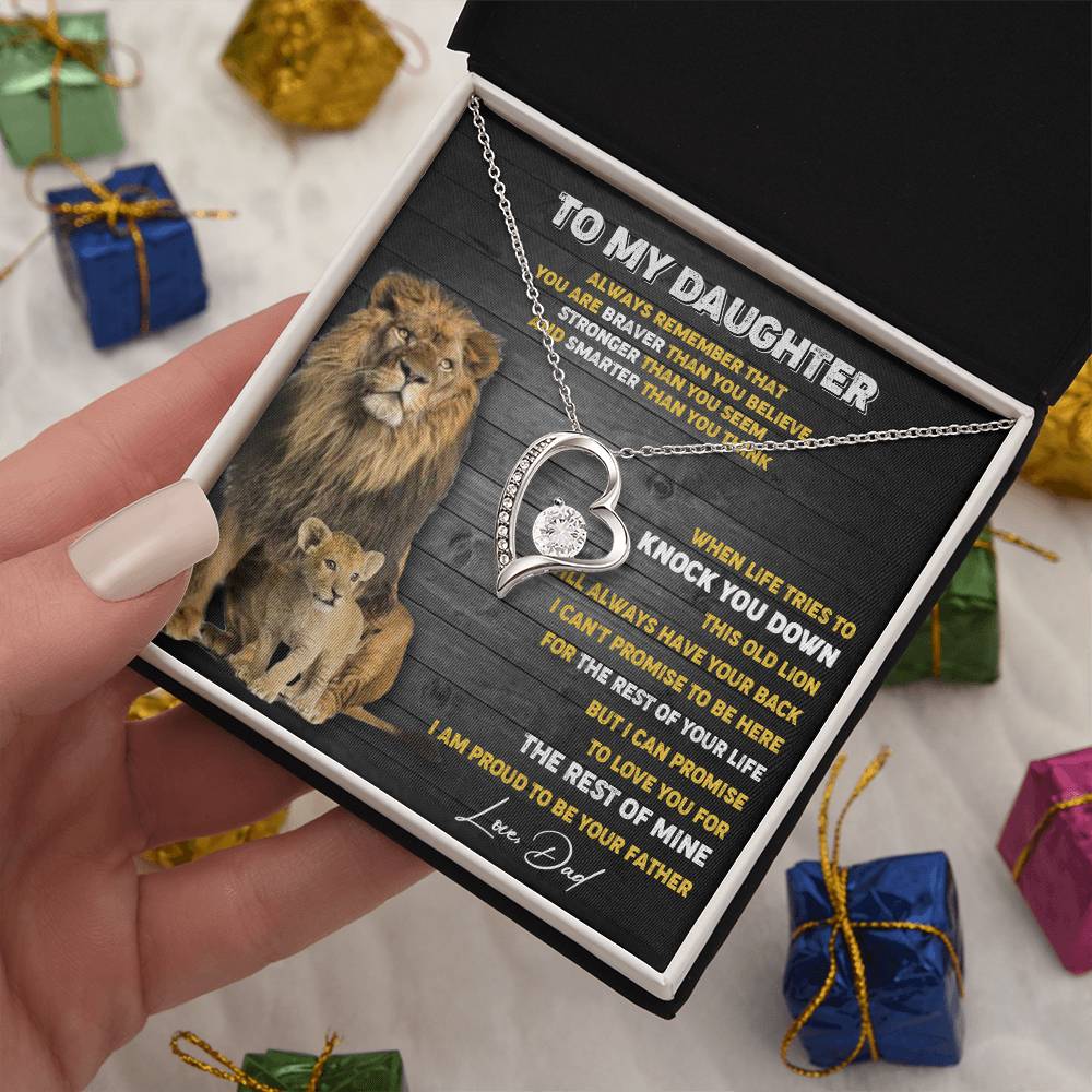374C To My Daughter Necklace, Xmas Gift For Daughter From Dad, Daughter Father Lion