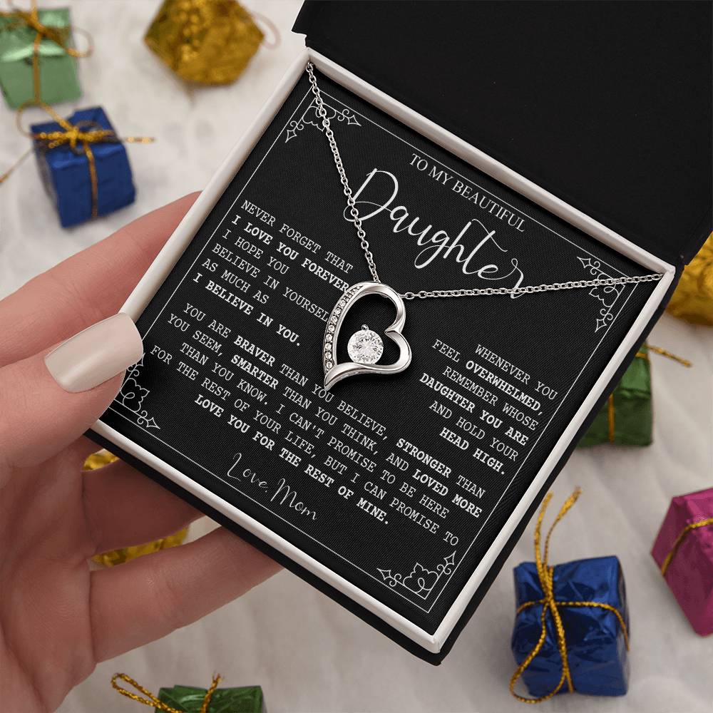 787C Beautiful Daughter Necklace,Merry Xmas Gift from Mom, Love you Forever Necklace