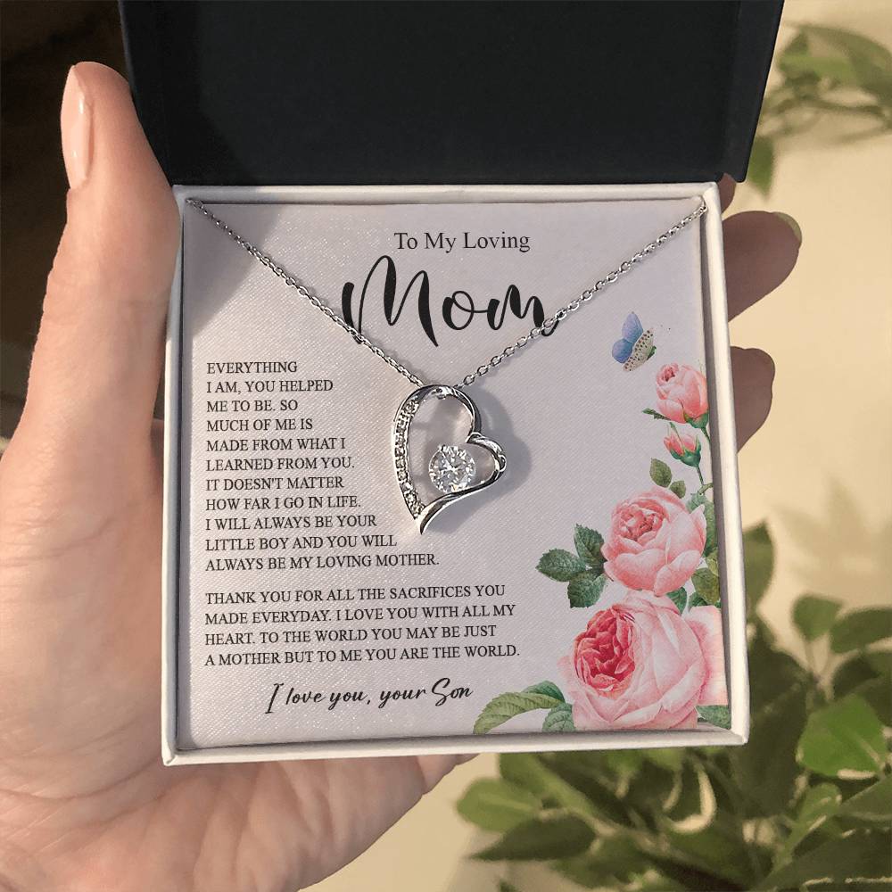 628C To My Loving Mom Necklace, Gift for Mom from Son, Mother's Day Jewelry Gifts