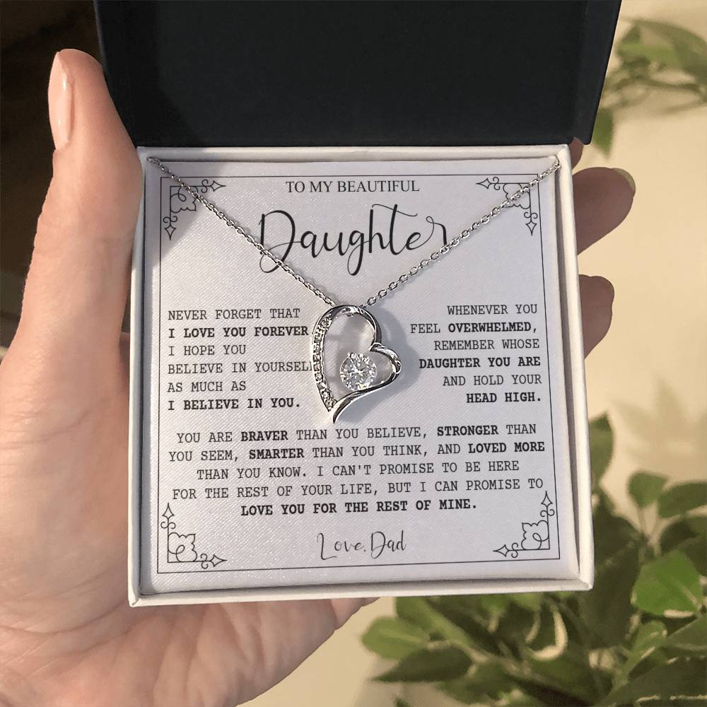 790C Necklace Love Daughter Gift from Dad, Love you for the Rest of Mine Necklace
