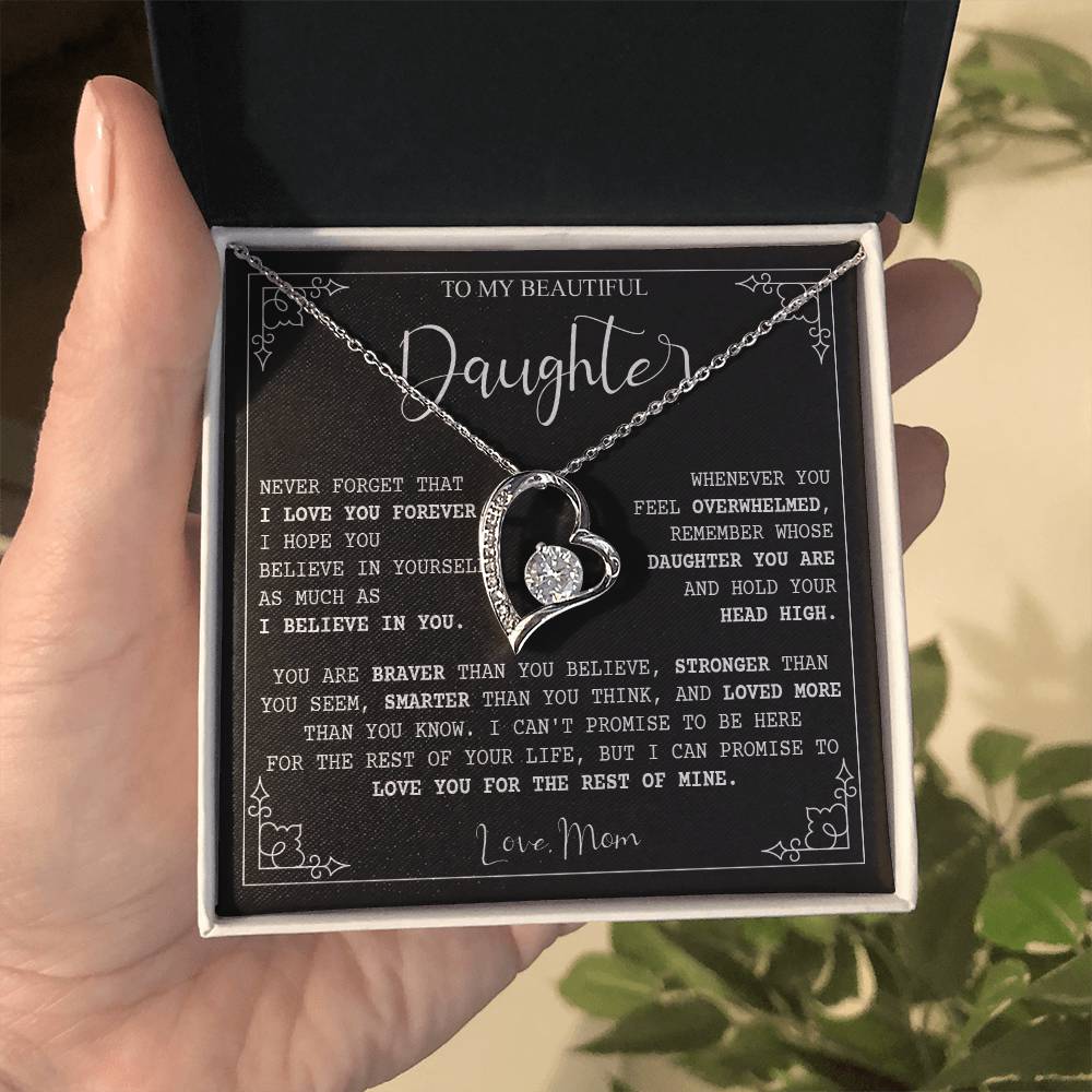 787C Beautiful Daughter Necklace,Merry Xmas Gift from Mom, Love you Forever Necklace