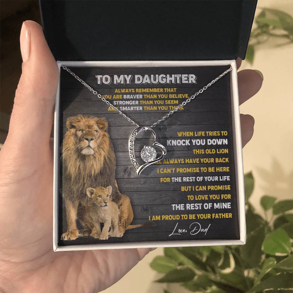 374C To My Daughter Necklace, Xmas Gift For Daughter From Dad, Daughter Father Lion