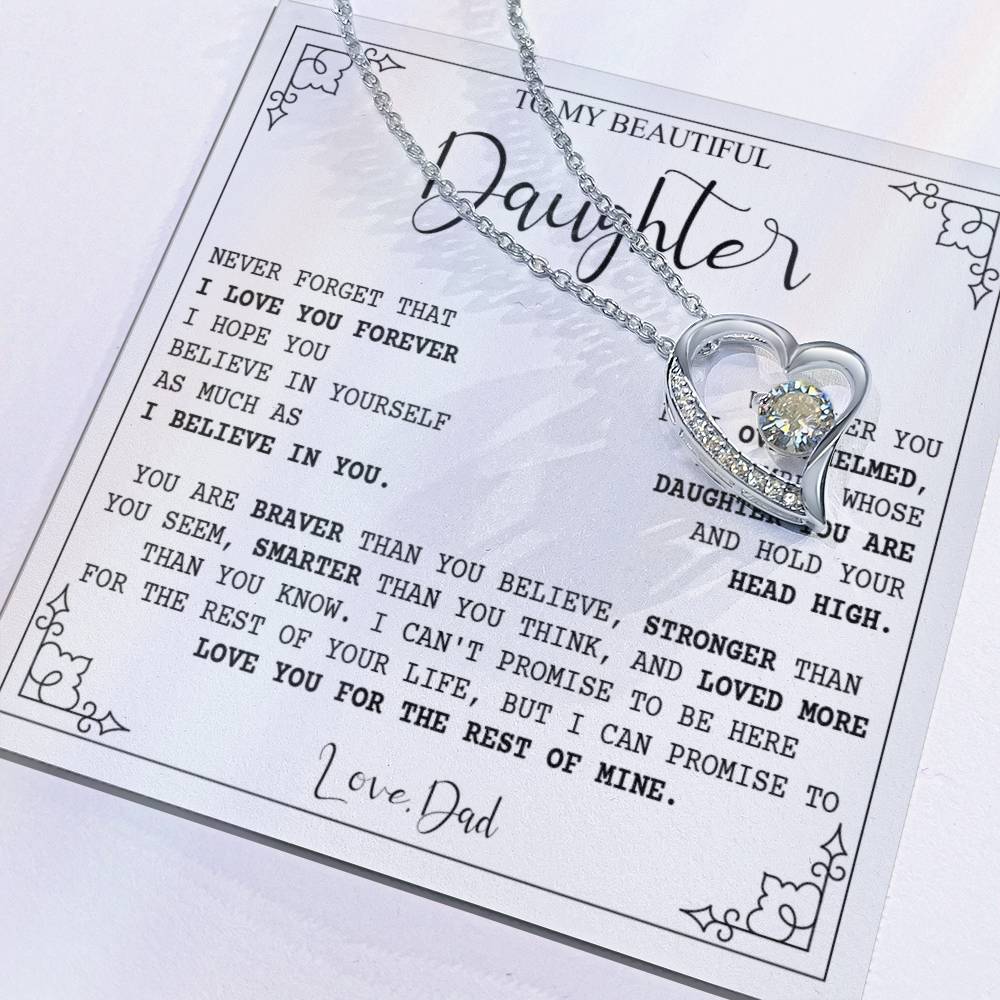 790C Necklace Love Daughter Gift from Dad, Love you for the Rest of Mine Necklace
