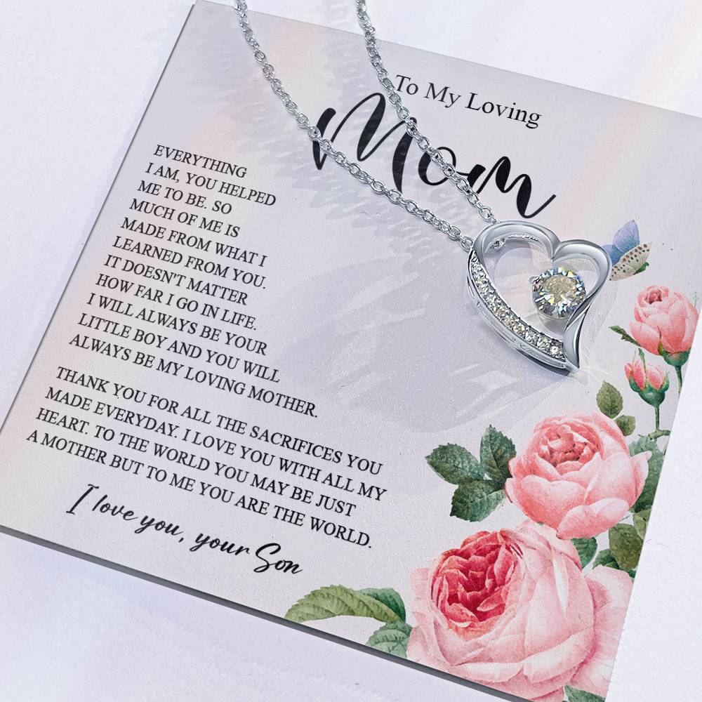 628C To My Loving Mom Necklace, Gift for Mom from Son, Mother's Day Jewelry Gifts