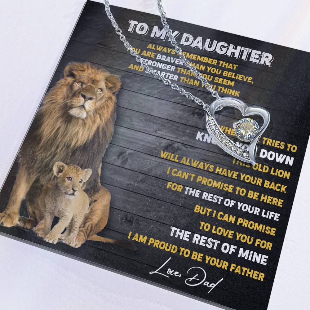 374C To My Daughter Necklace, Xmas Gift For Daughter From Dad, Daughter Father Lion