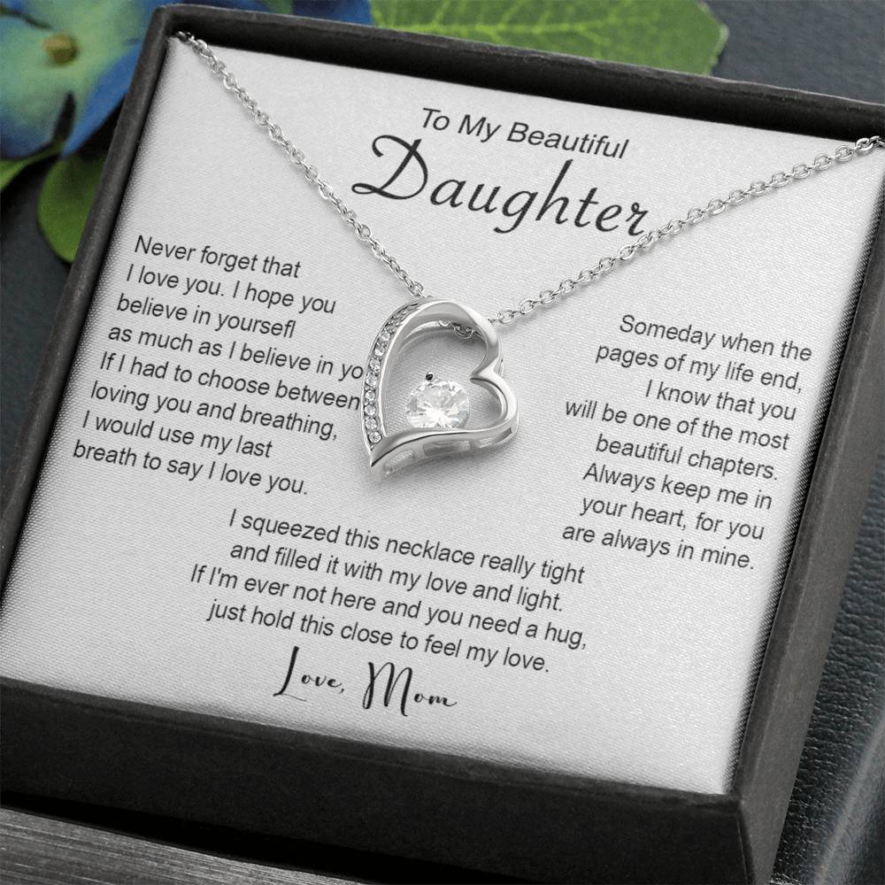 661C To My Beautiful Daughter Necklace, Xmas Gift From Mom, Daughter Mother Necklace