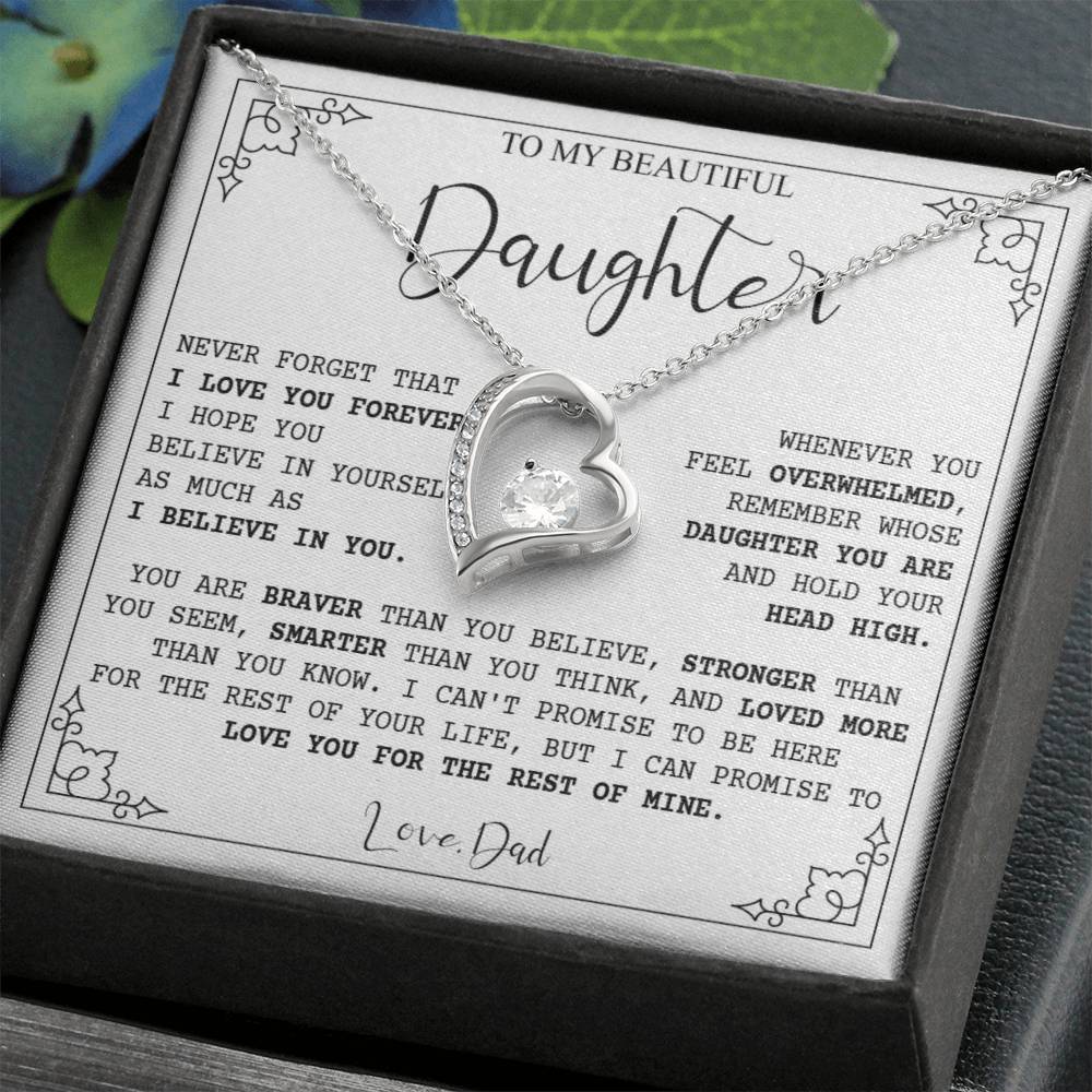 790C Necklace Love Daughter Gift from Dad, Love you for the Rest of Mine Necklace
