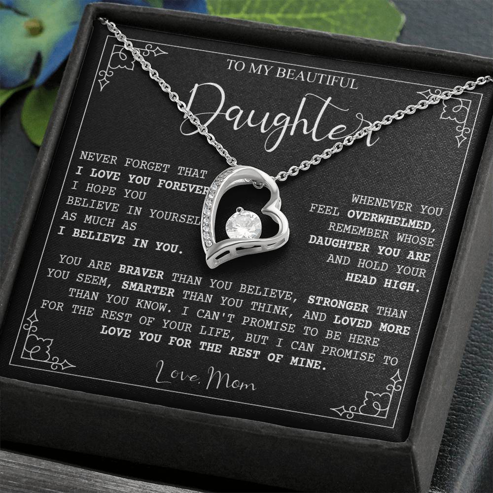 787C Beautiful Daughter Necklace,Merry Xmas Gift from Mom, Love you Forever Necklace