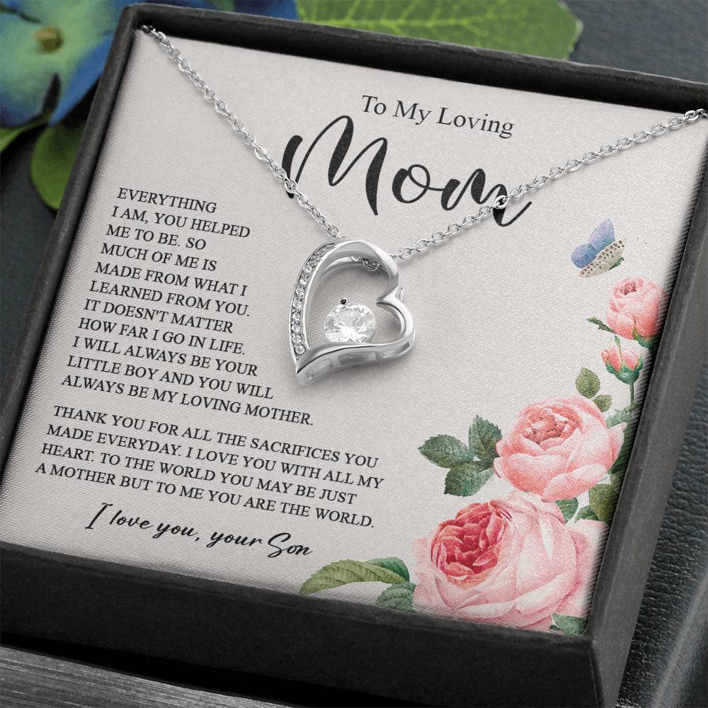 628C To My Loving Mom Necklace, Gift for Mom from Son, Mother's Day Jewelry Gifts