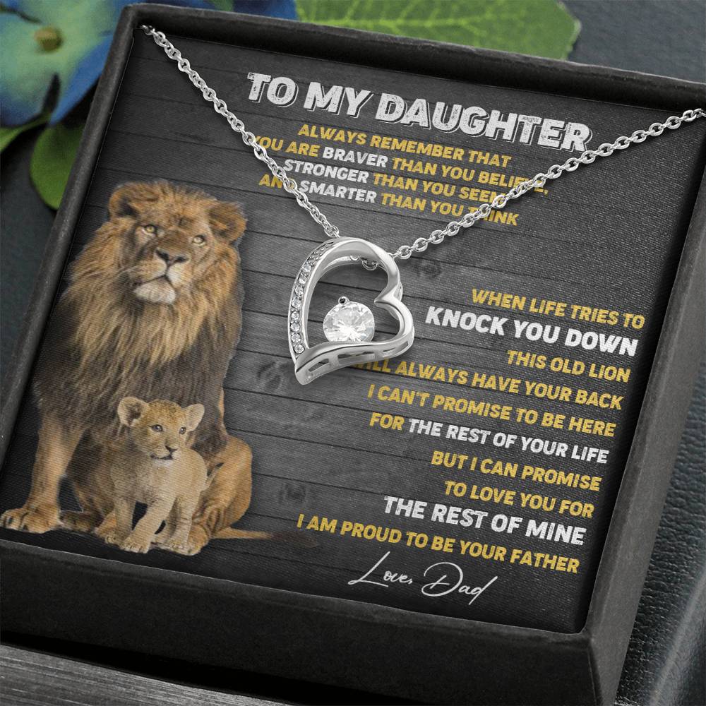 374C To My Daughter Necklace, Xmas Gift For Daughter From Dad, Daughter Father Lion