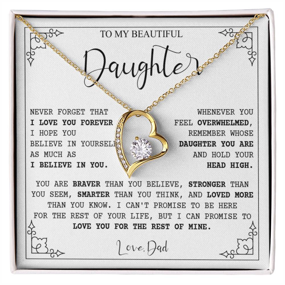 790C Necklace Love Daughter Gift from Dad, Love you for the Rest of Mine Necklace