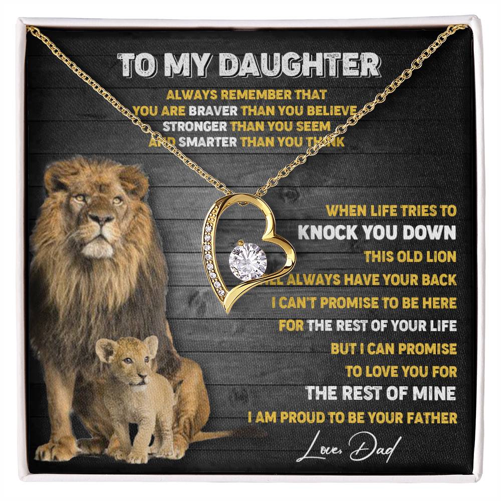 374C To My Daughter Necklace, Xmas Gift For Daughter From Dad, Daughter Father Lion