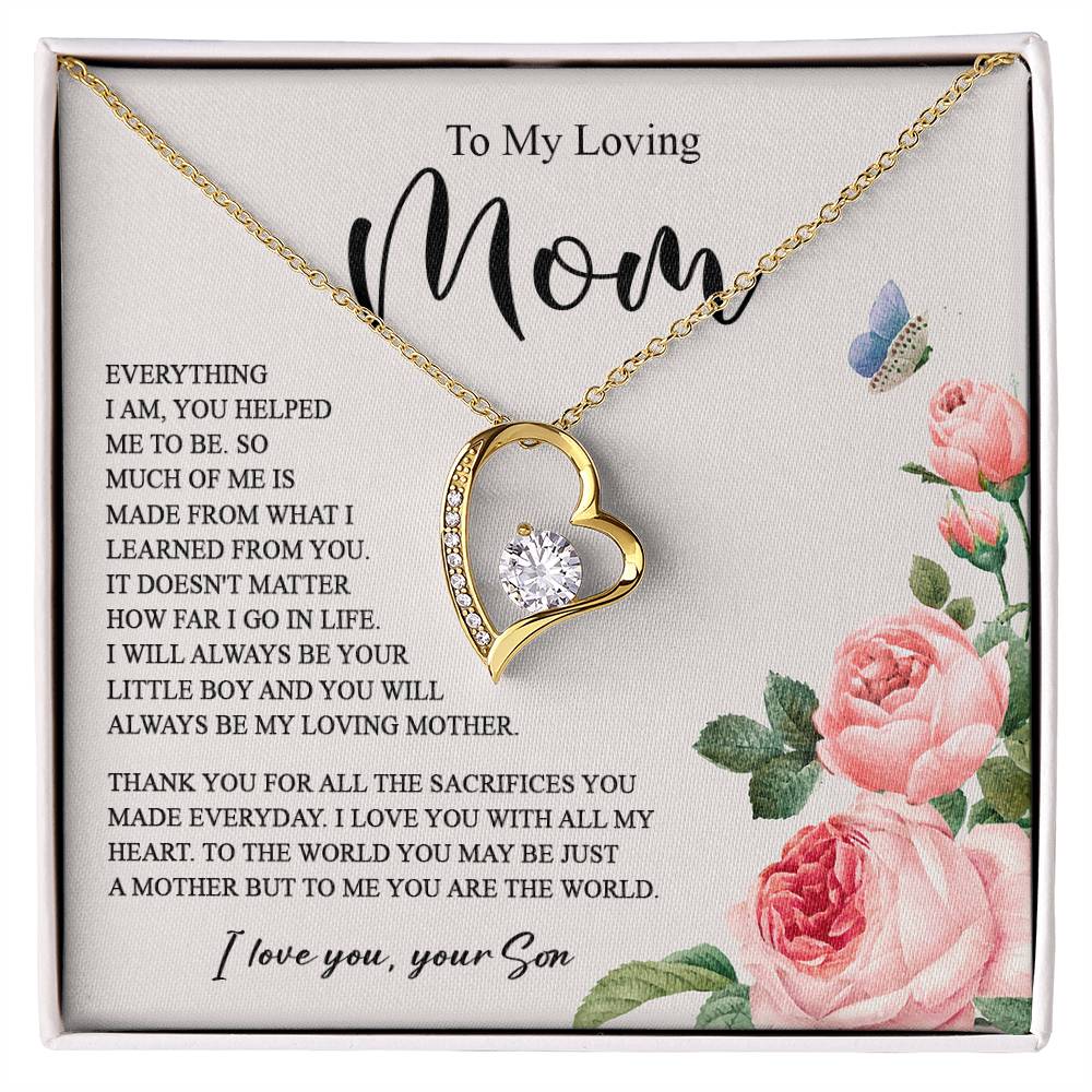 628C To My Loving Mom Necklace, Gift for Mom from Son, Mother's Day Jewelry Gifts