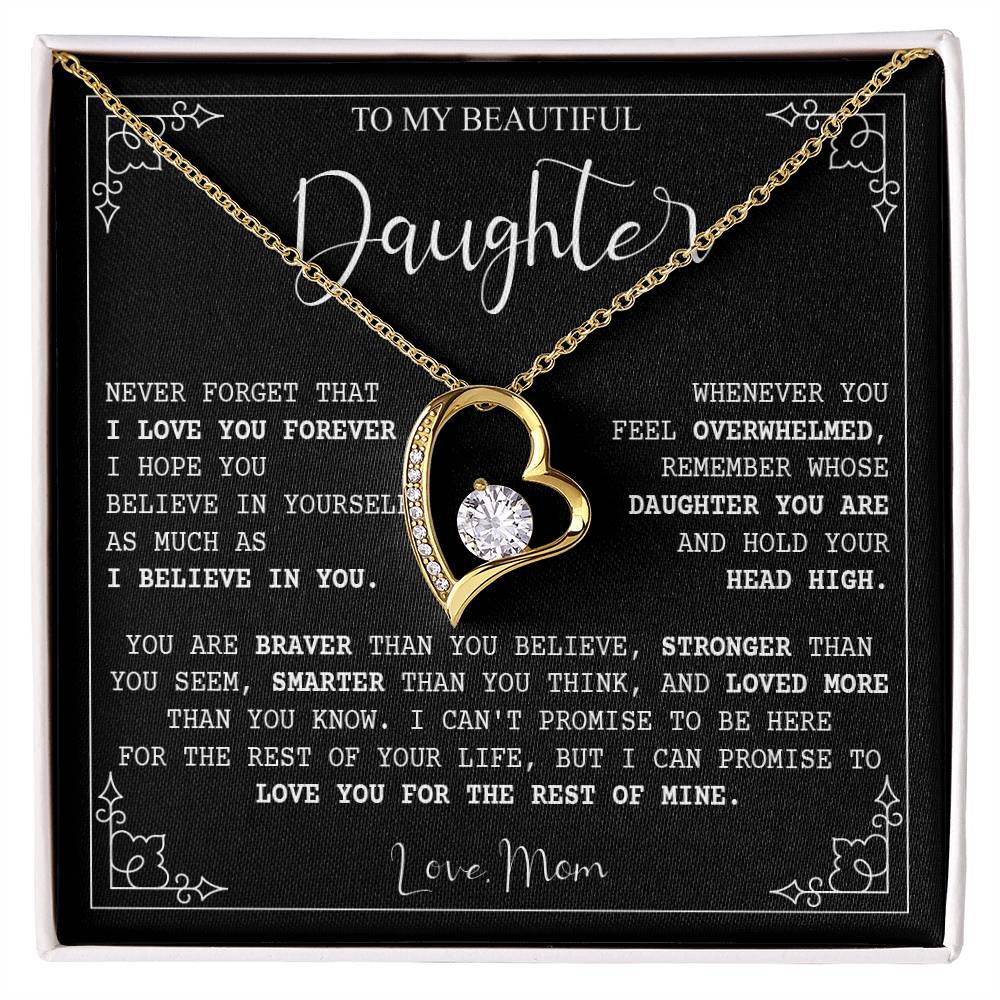 787C Beautiful Daughter Necklace,Merry Xmas Gift from Mom, Love you Forever Necklace