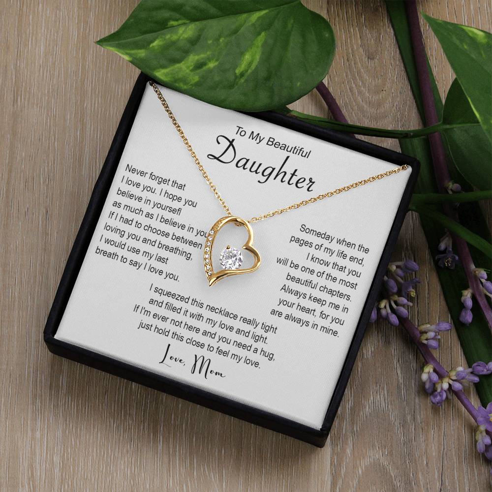 661C To My Beautiful Daughter Necklace, Xmas Gift From Mom, Daughter Mother Necklace