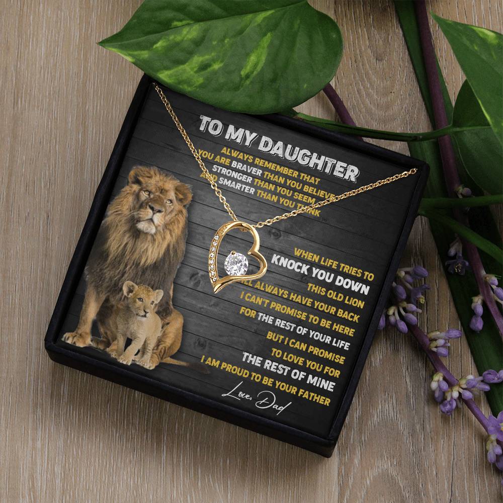 374C To My Daughter Necklace, Xmas Gift For Daughter From Dad, Daughter Father Lion