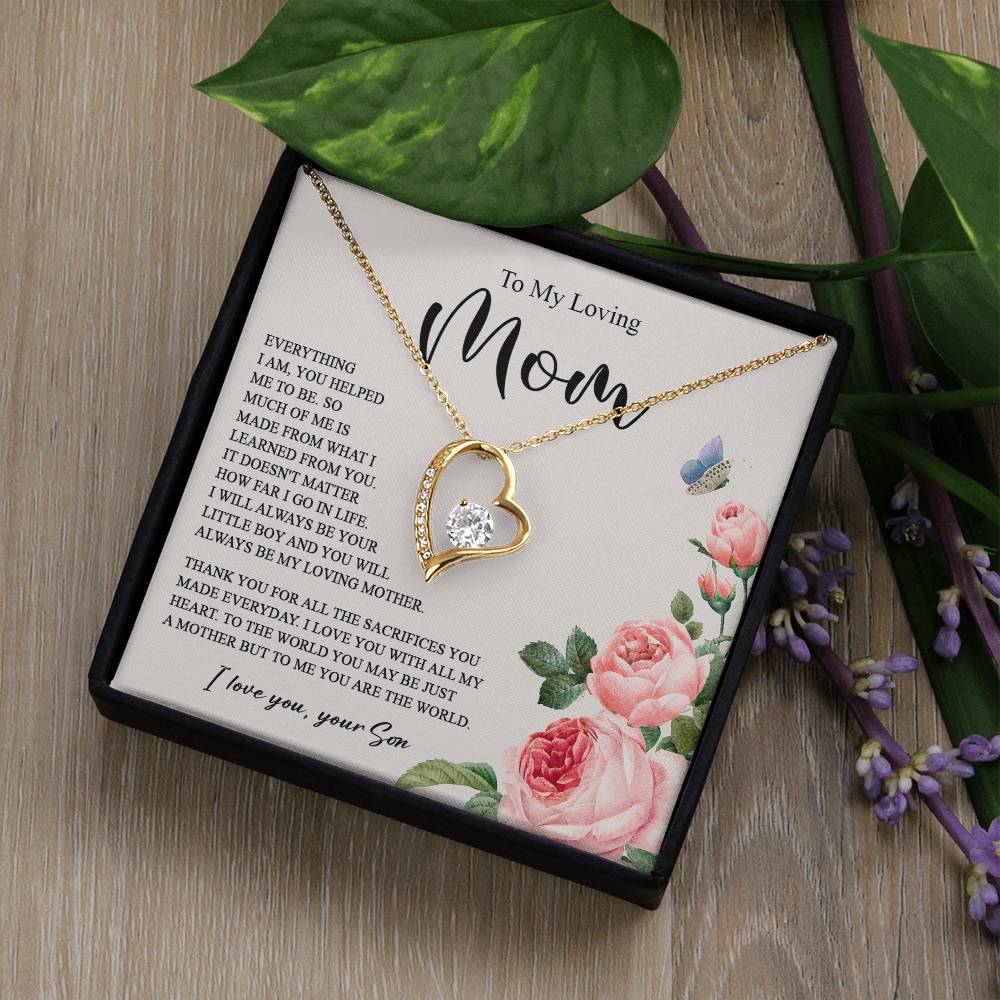 628C To My Loving Mom Necklace, Gift for Mom from Son, Mother's Day Jewelry Gifts