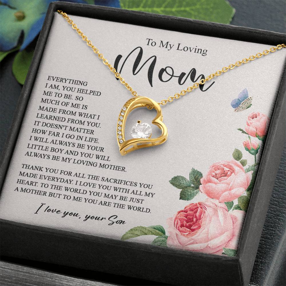 628C To My Loving Mom Necklace, Gift for Mom from Son, Mother's Day Jewelry Gifts