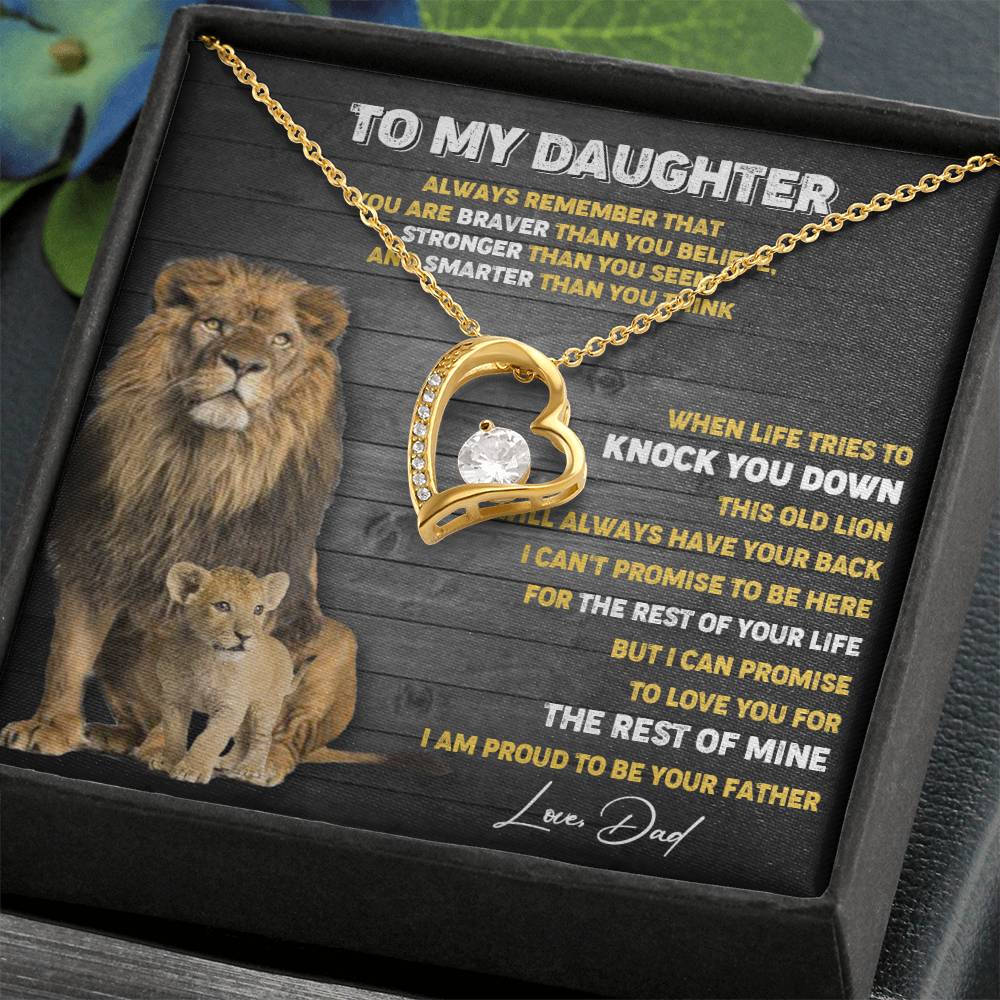 374C To My Daughter Necklace, Xmas Gift For Daughter From Dad, Daughter Father Lion