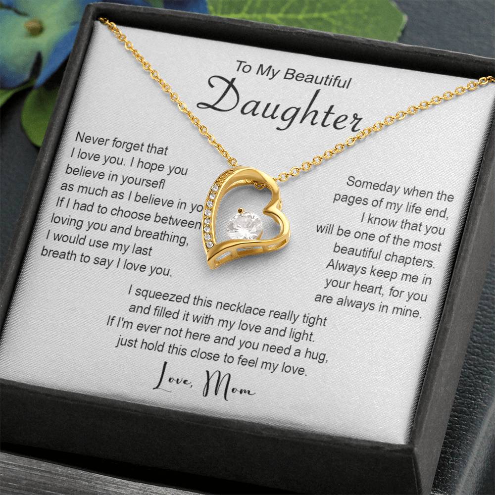 661C To My Beautiful Daughter Necklace, Xmas Gift From Mom, Daughter Mother Necklace