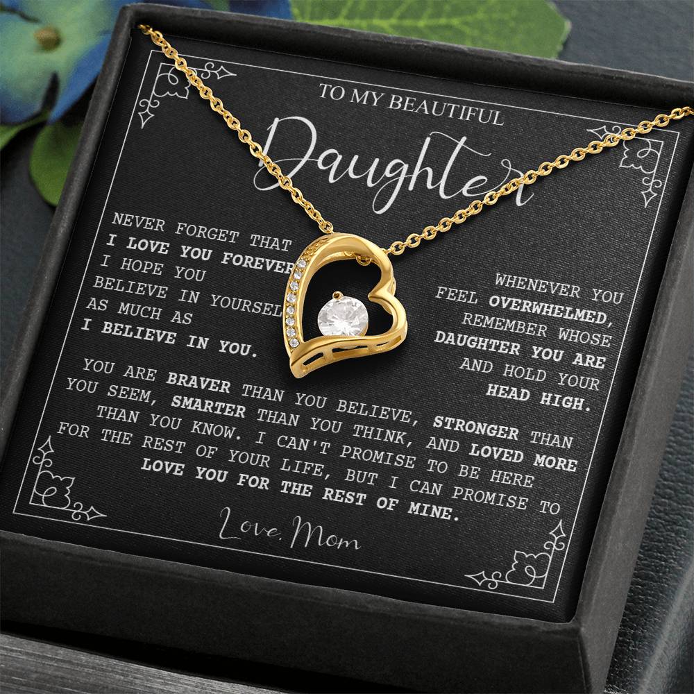 787C Beautiful Daughter Necklace,Merry Xmas Gift from Mom, Love you Forever Necklace