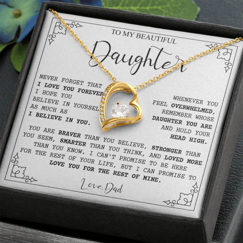 790C Necklace Love Daughter Gift from Dad, Love you for the Rest of Mine Necklace