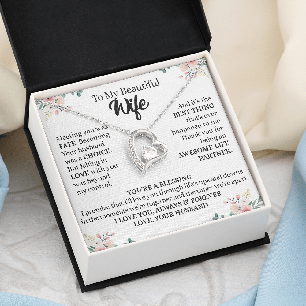 201C To my Beautiful Wife, Wife Necklace Gift from Husband, Valentine's Day Necklace