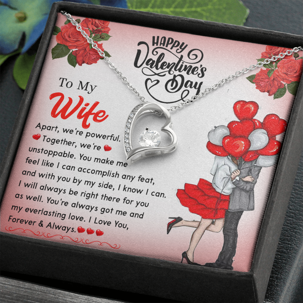 195C Happy Valentine's Day Gift, Necklace To my Wife, I Love You Forever & Always