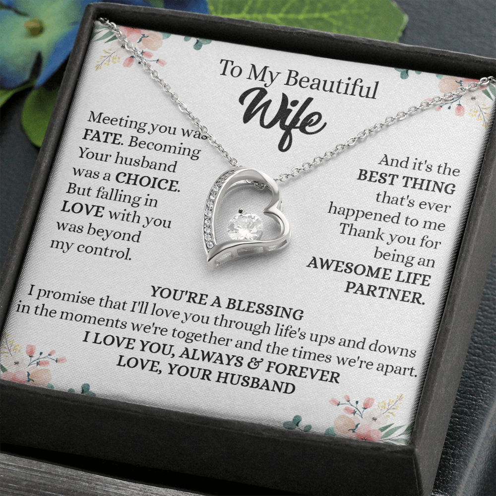 201C To my Beautiful Wife, Wife Necklace Gift from Husband, Valentine's Day Necklace