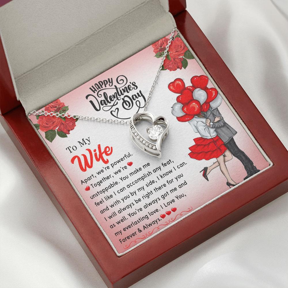 195C Happy Valentine's Day Gift, Necklace To my Wife, I Love You Forever & Always