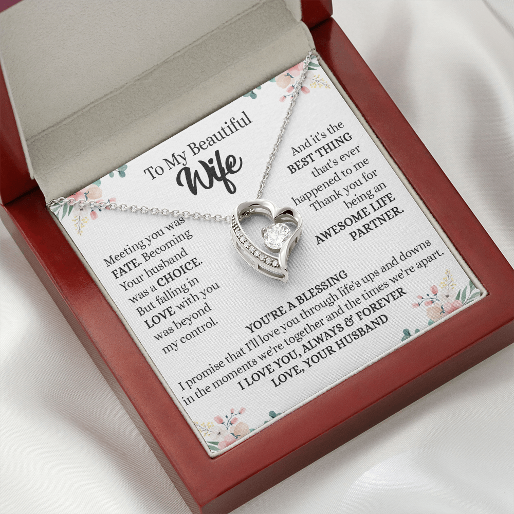 201C To my Beautiful Wife, Wife Necklace Gift from Husband, Valentine's Day Necklace
