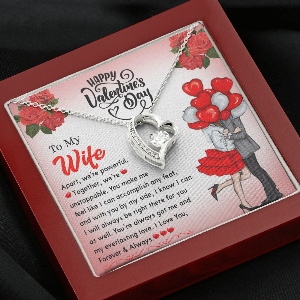 195C Happy Valentine's Day Gift, Necklace To my Wife, I Love You Forever & Always