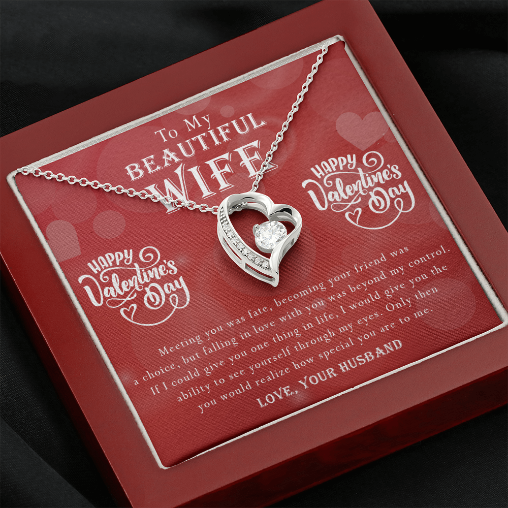 190C To my Beautiful Wife, Necklace Gift for Wife, Women, Girl, Happy Valentine's Day