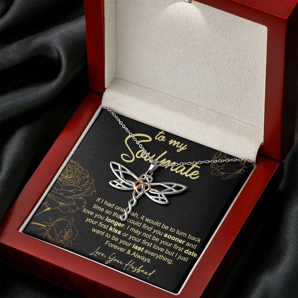 Gift for Her,Wife,Soulmate-Dragonfly Necklace-Birthday,Anniversary