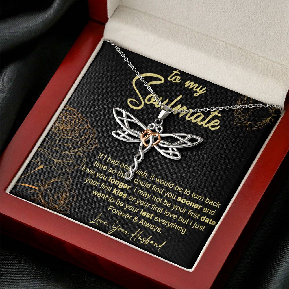 Gift for Her,Wife,Soulmate-Dragonfly Necklace-Birthday,Anniversary