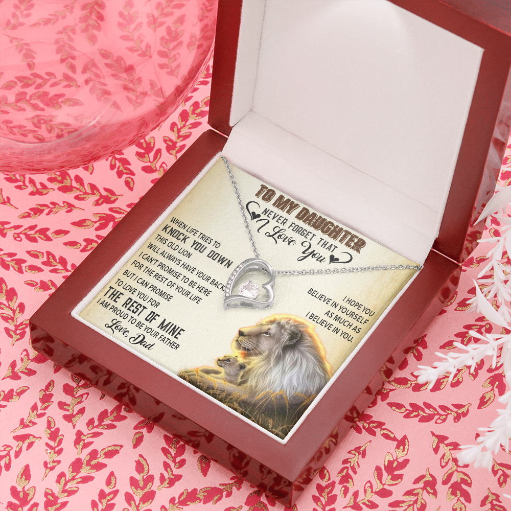 To My Daughter Necklace, Xmas Gift For Daughter From Dad, Daughter Father Lion 528