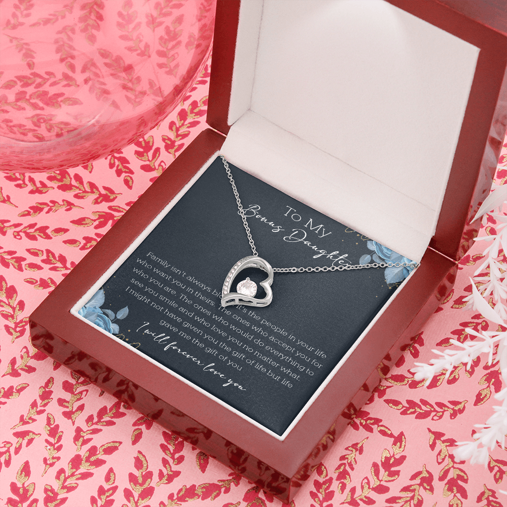 21C Cute Necklace To My Bonus Daughter, Necklace Gift for Her, Daughter From Mom Dad