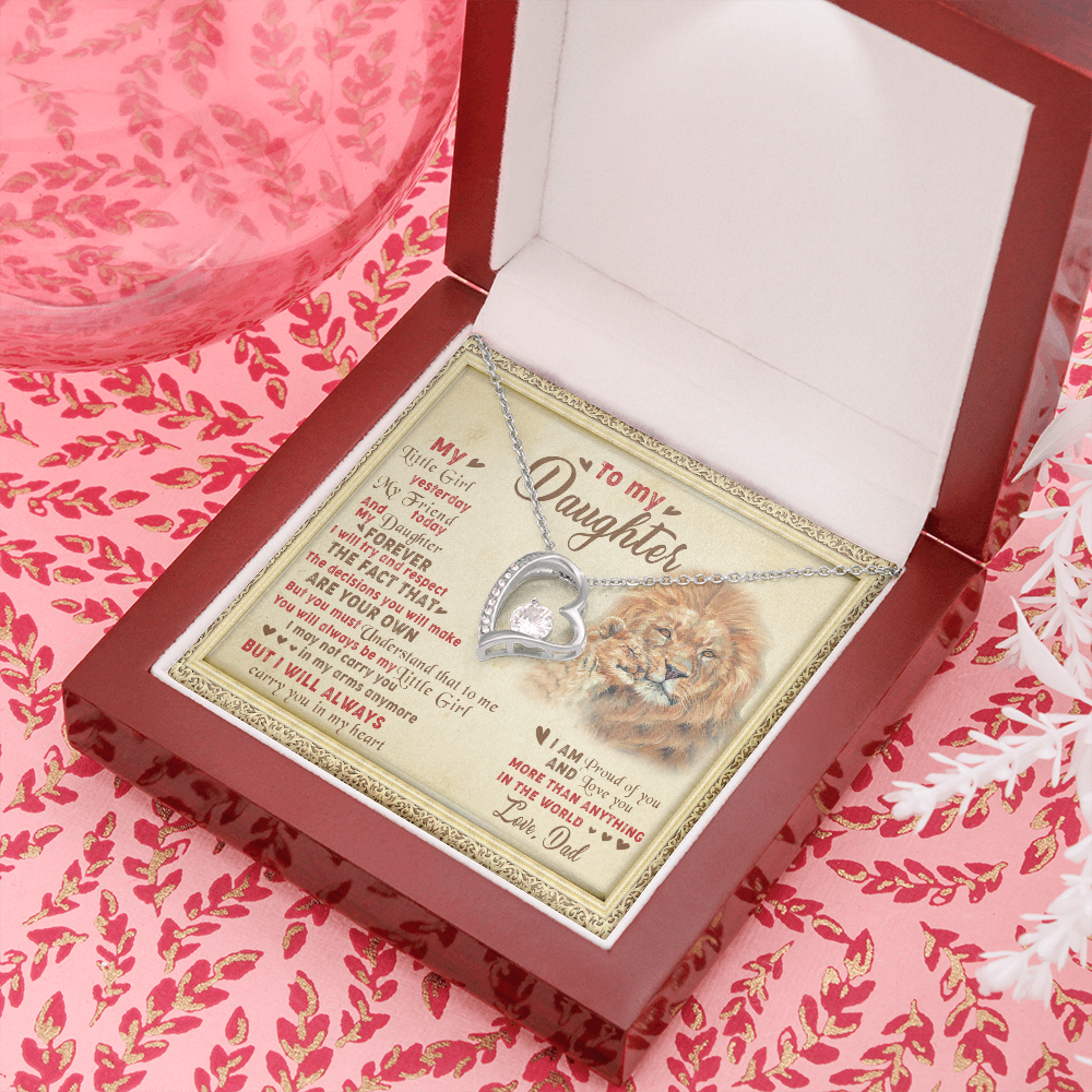 143C Necklace To My Daughter Lion, I Love Daughter Lion Dad Gift, Perfect Birth Gift