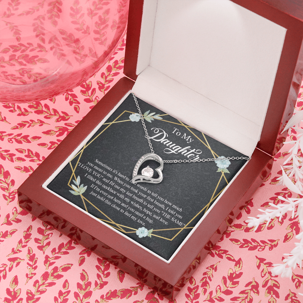 1C Heart Necklace To My Daughter Birthday Gift from Dad, Mom for Beautiful Daughter