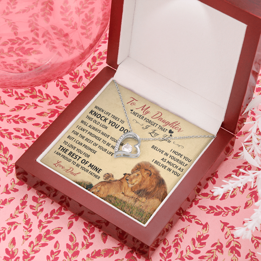 3C Necklace To My Daughter Cute Birthday Gift from Dad I LOVE YOU Lion Dad Fathers