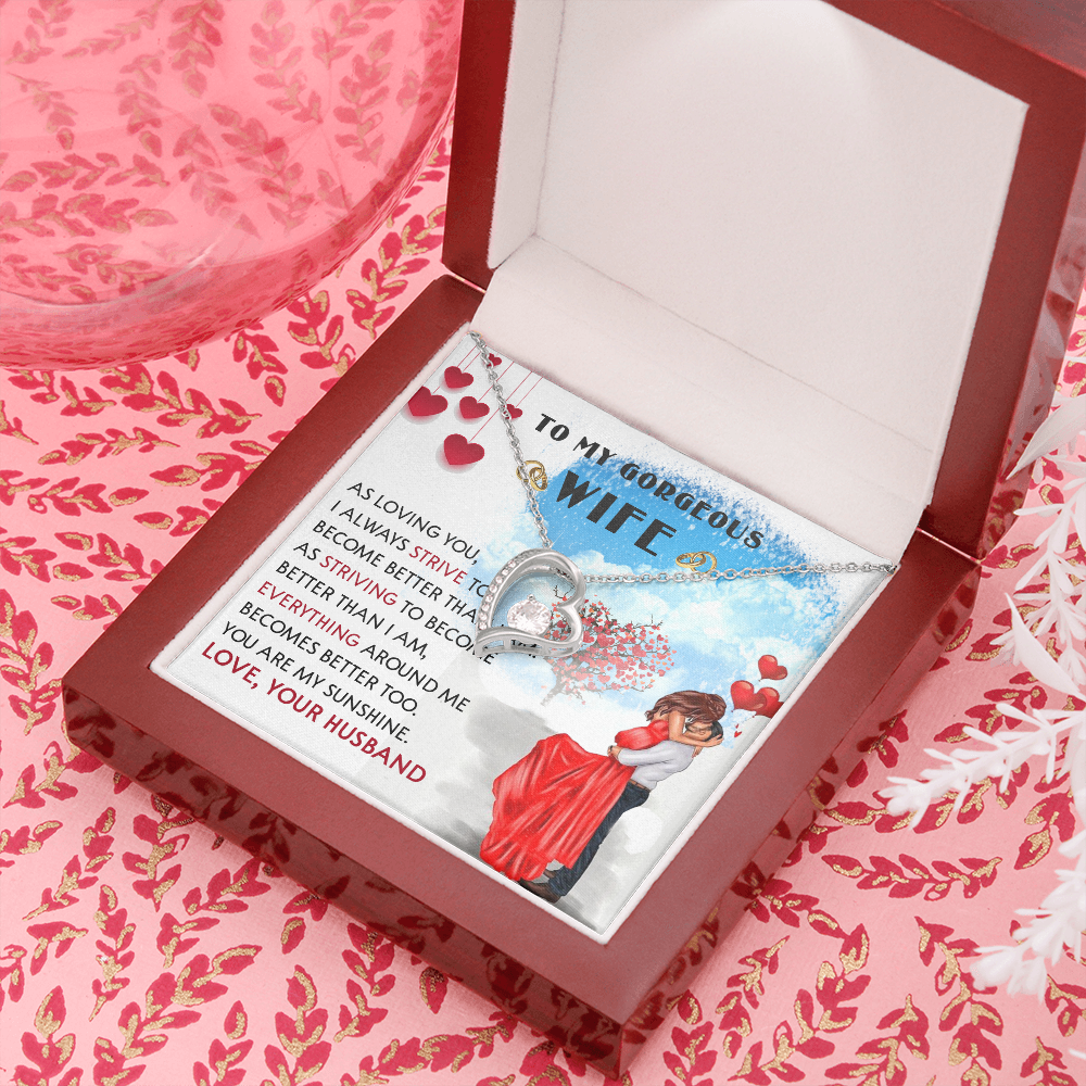 252C Necklace To My Gorgeous Wife, Love Gift for Her From Husband, Couple Necklace