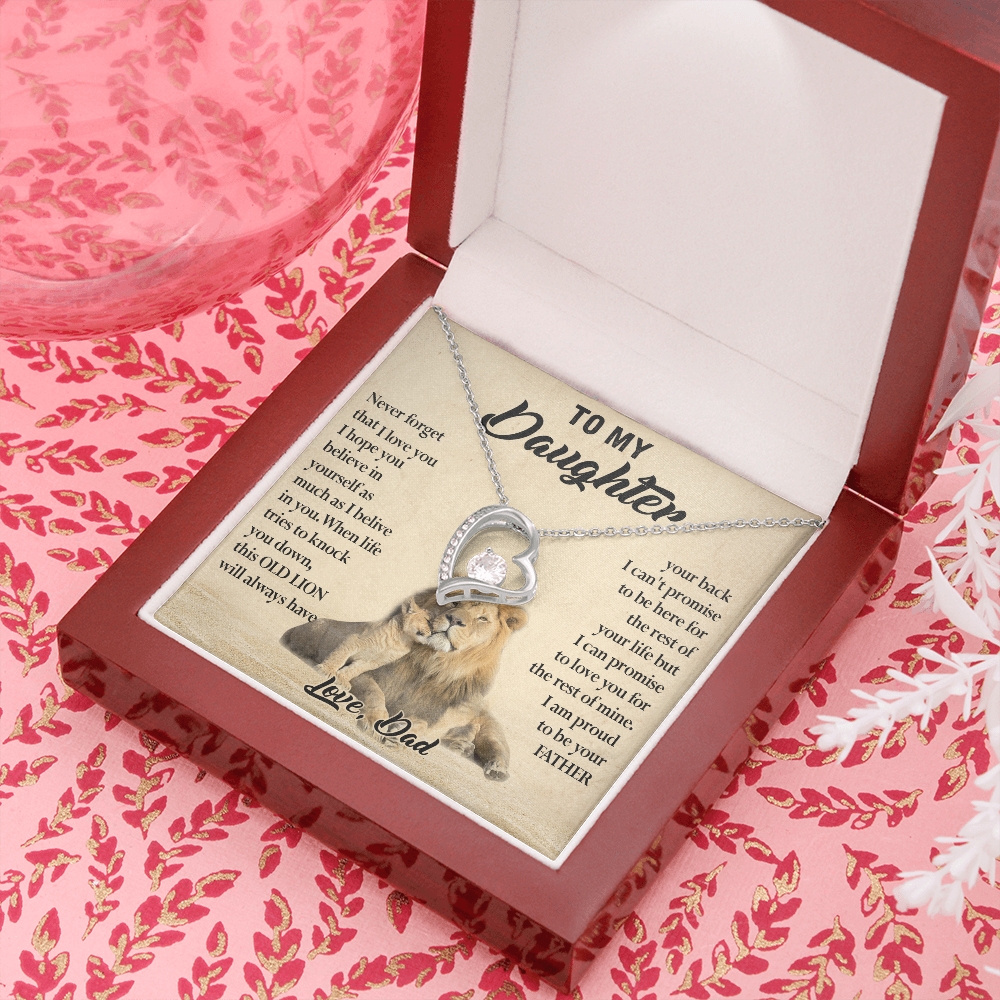 124C Necklace To My Daughter, Lion Daughter Birthday Gift from Lion Dad Necklace