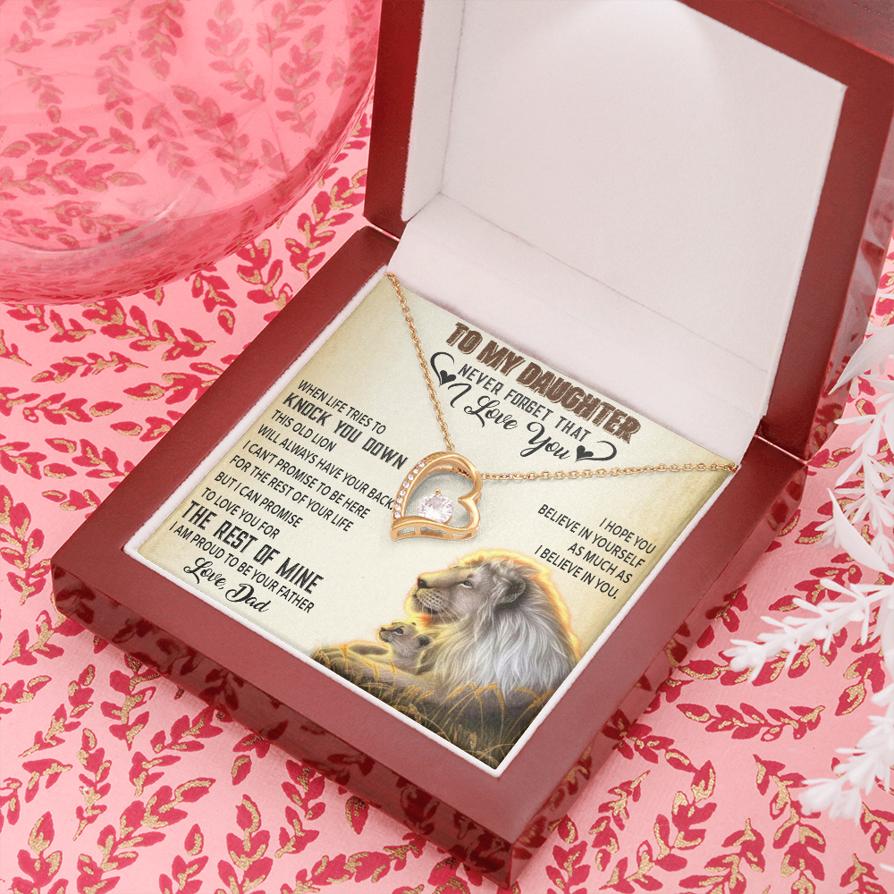 To My Daughter Necklace, Xmas Gift For Daughter From Dad, Daughter Father Lion 528