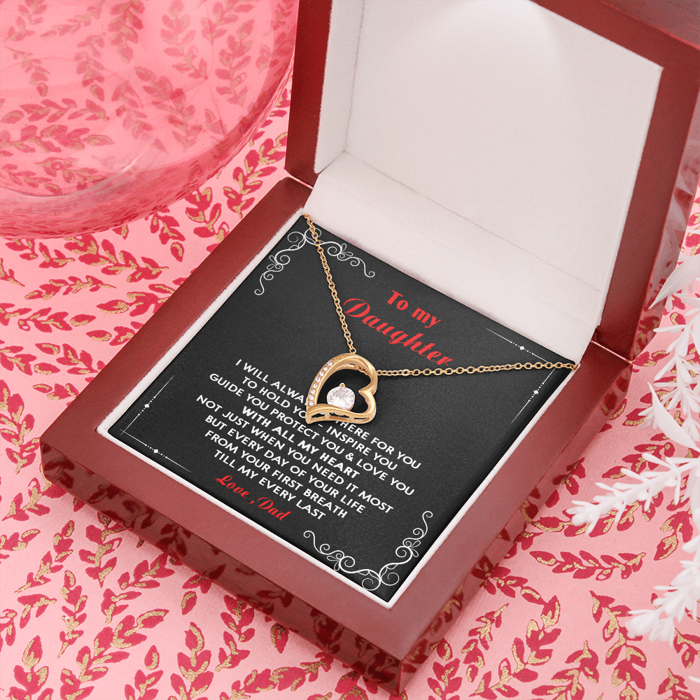 N351C To My Daughter Love Dad - Father and Daughter Necklace Heart Gift from Daddy