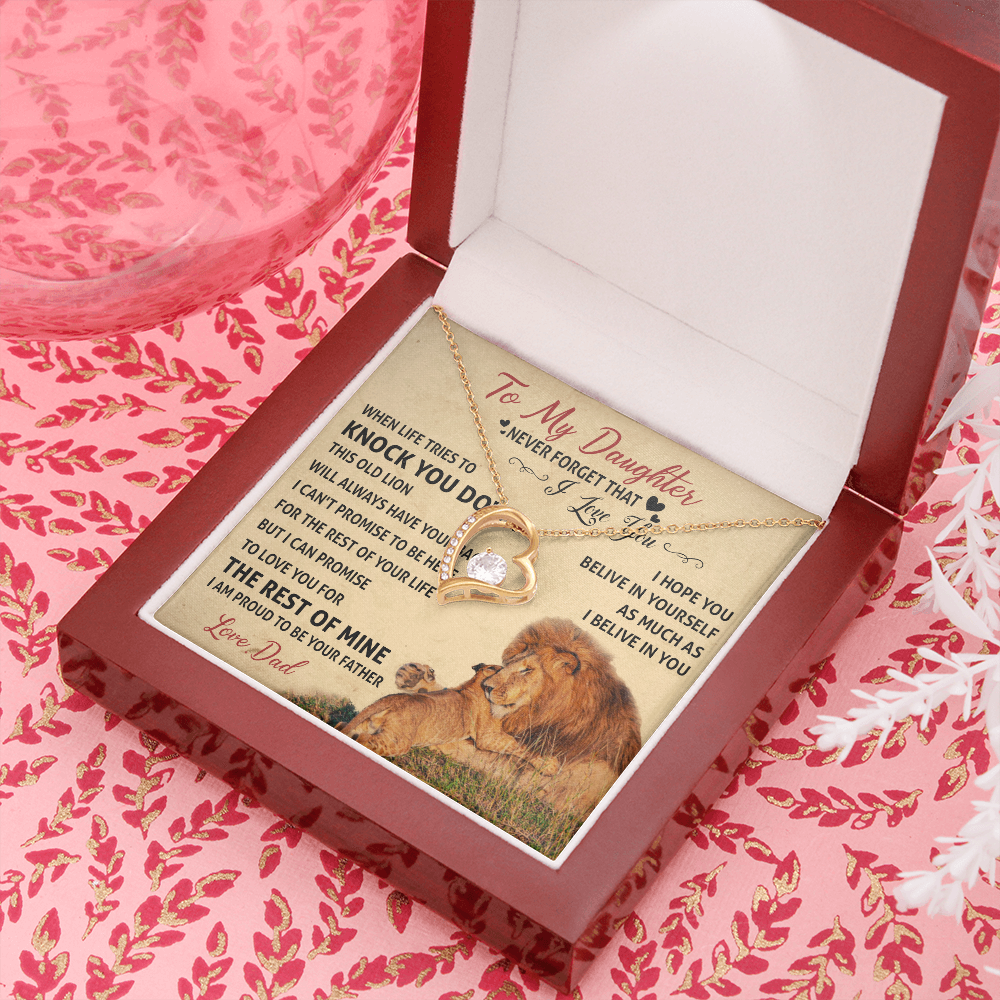 3C Necklace To My Daughter Cute Birthday Gift from Dad I LOVE YOU Lion Dad Fathers
