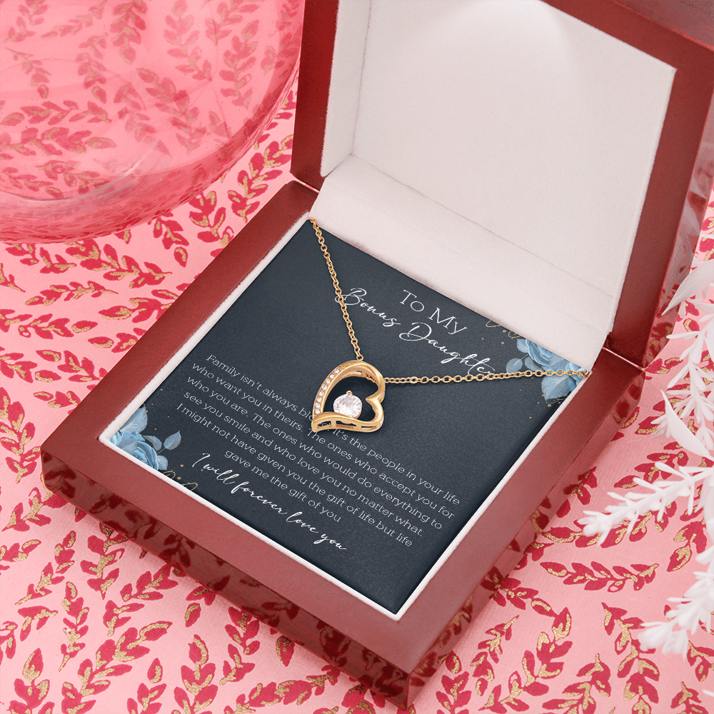 21C Cute Necklace To My Bonus Daughter, Necklace Gift for Her, Daughter From Mom Dad