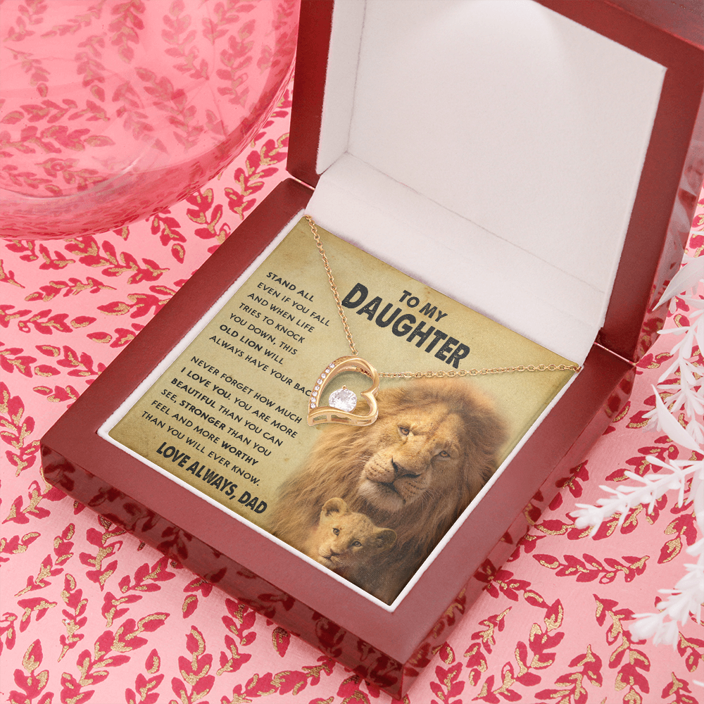 154C To My Daughter Lion, Necklace Gift From Lion Dad, Daughter Birthday Necklace