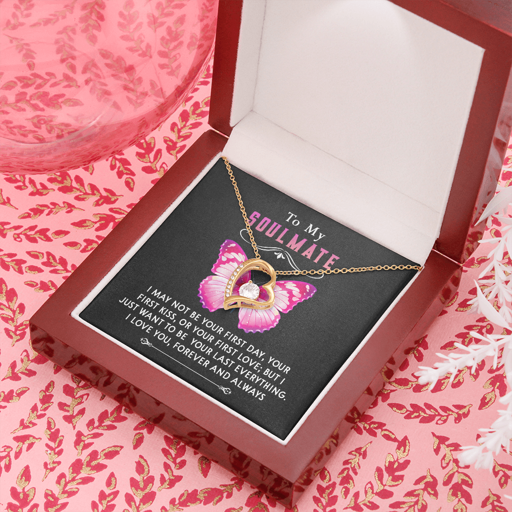 177C Necklace To My Soulmate, Butterfly Women Necklace, I LOVE YOU Forever & Always