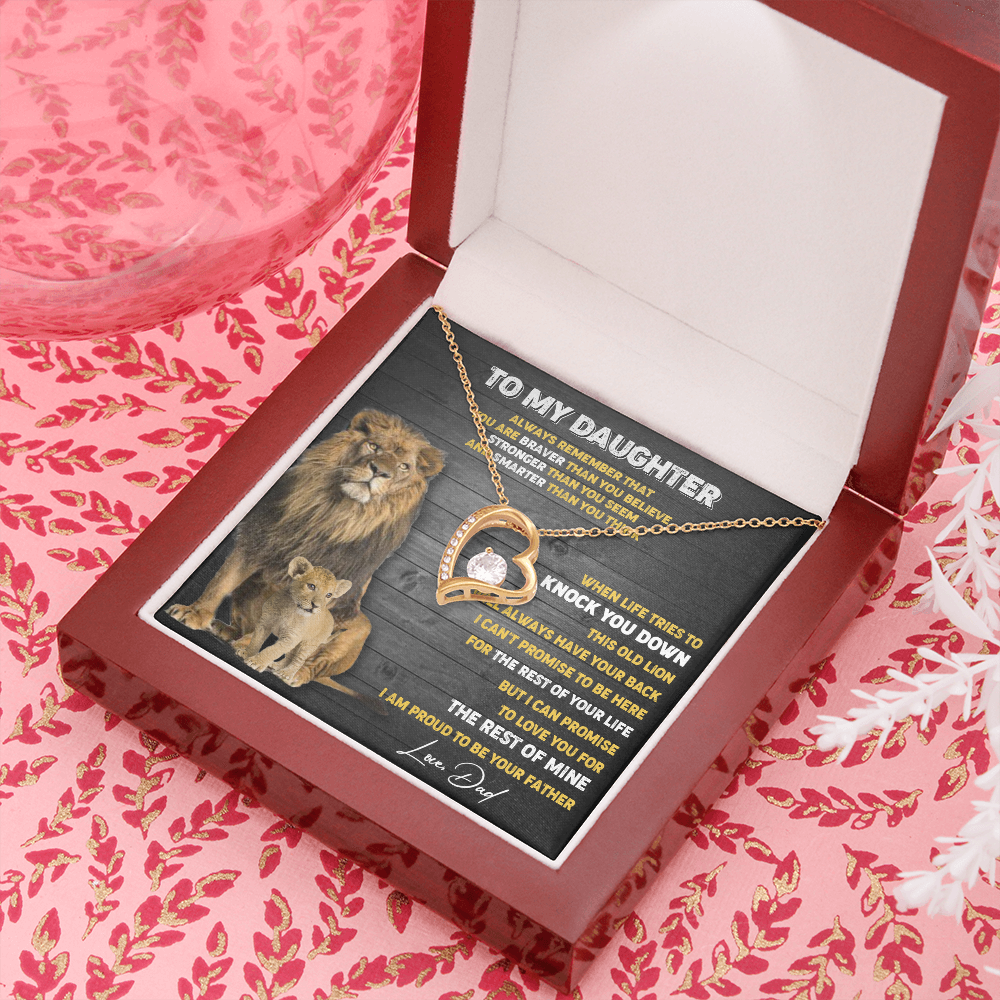 N374C To My Daughter Necklace, Xmas Gift For Daughter From Dad, Daughter Father Lion
